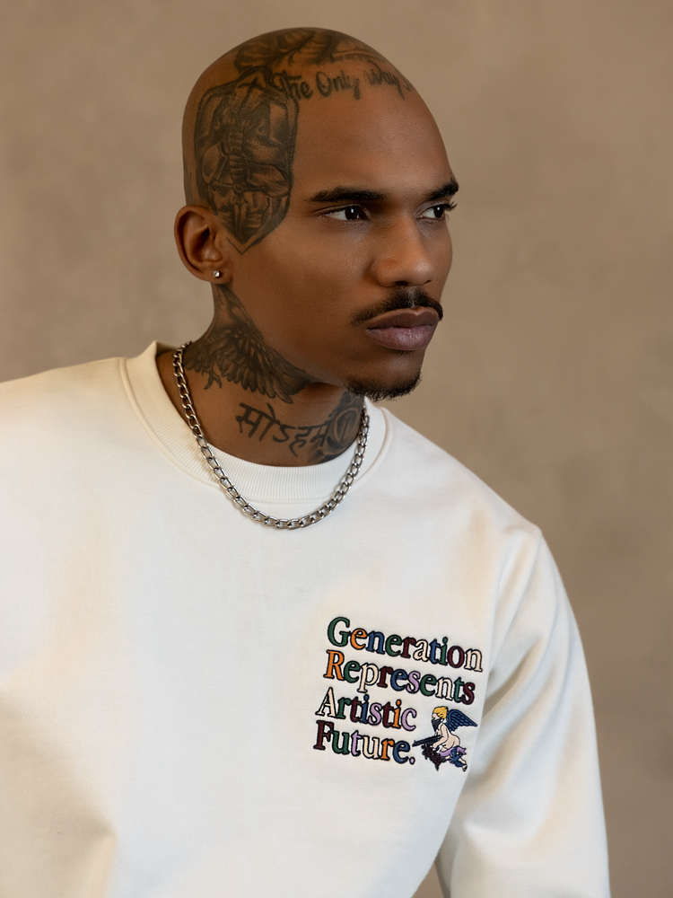 GRAF&WU AK47 Angel Embroidered Fleece Cozy Sweatshirt