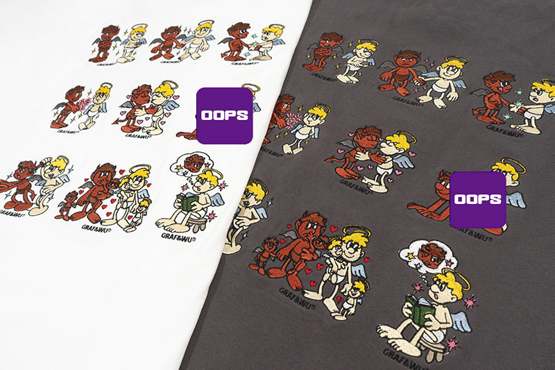 GRAFWU 9 Relationships Angel Devil Embroidery T-Shirts