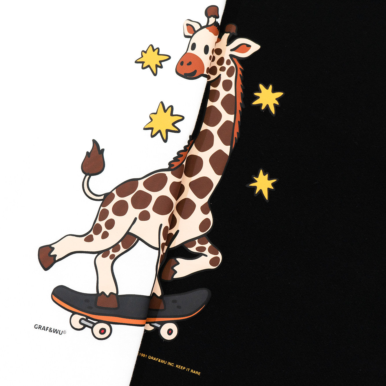 GRAF&WU Street Skateboard Cartoon Star Giraffe Art Boxy Fit T-shirt