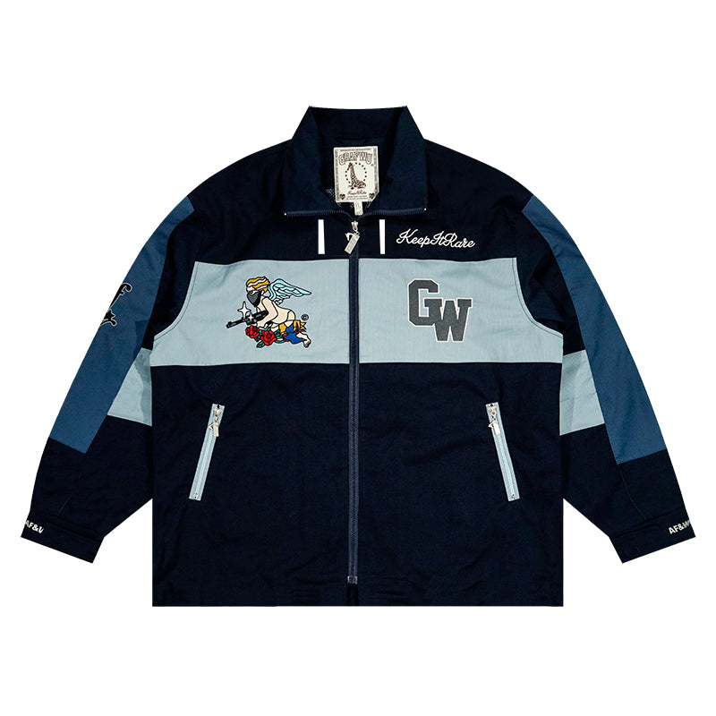 GRAF&WU Angel Giraffe Goddess Embroidered Design Sports Jacket