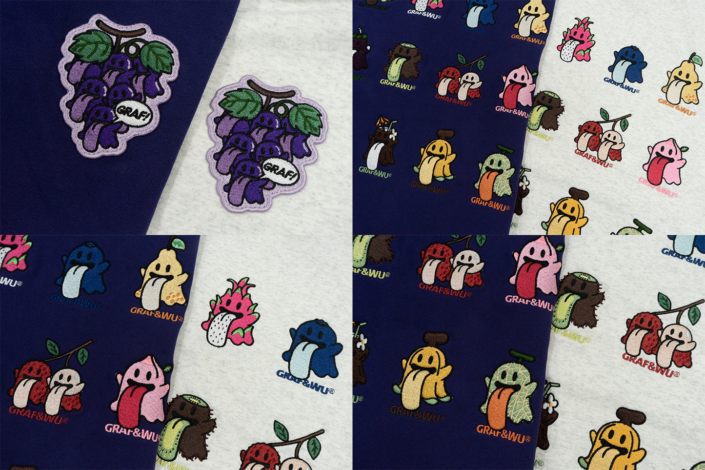 GRAF&WU Fruit Party 12 Embroidery Cute Ghost Hoodie