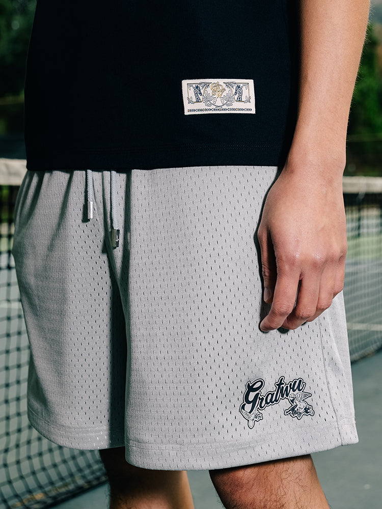 GRAF&WU Shorts Letter AK47 Angel Shorts Double Mesh Comfortable Sports Shorts Men's Casual Shorts
