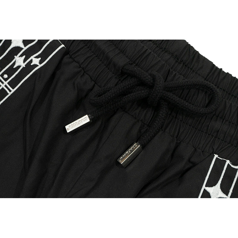 GRAF&WU Music Note Cute Ghost Embroidery Sports Shorts