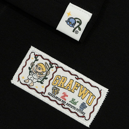 GRAF&WU【A Pearl】T-Shirts Opened Shell Pearl Fashion Short Sleeves Embroidery Pattern Short Sleeve Small Pocket Detail Design Tees Summer T-Shirt