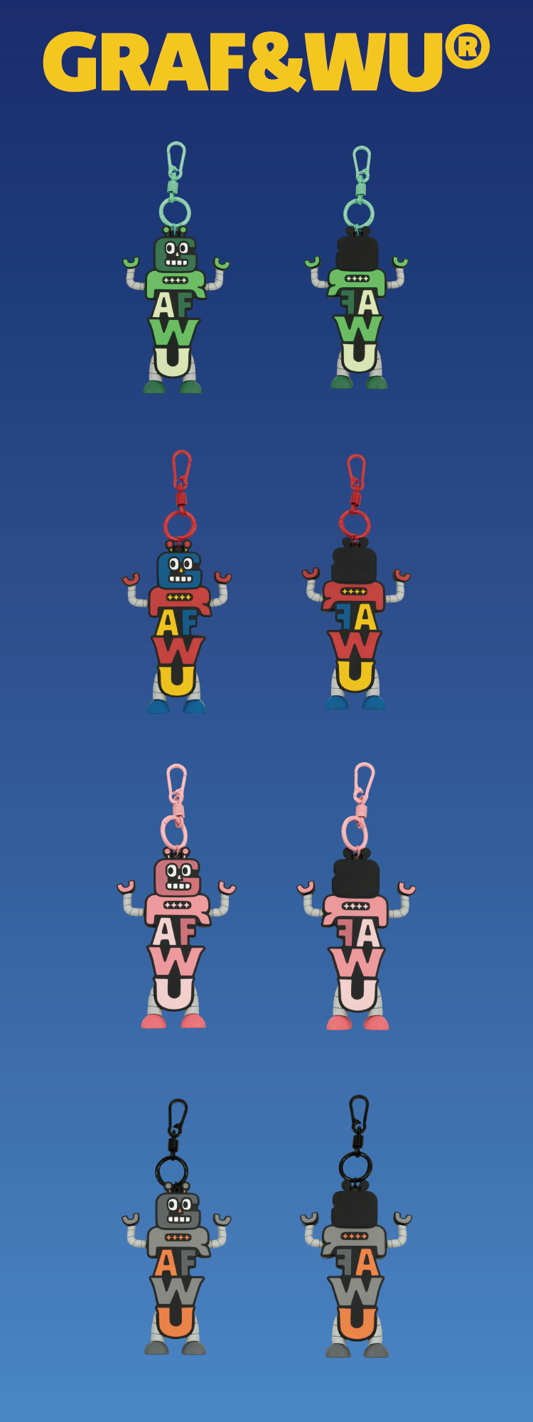 GRAF&WU Bag Charm Robot Cartoon Letter Bag Pendants Oversized 3d Fun Trendy Doll Keychain