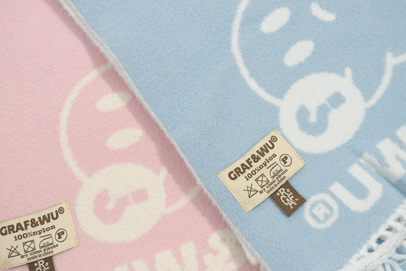 GRAF&WU Cute Ghost Doberman Letter Tassel Scarf