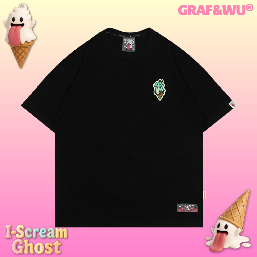 GRAF&WU T-Shirts Ice Cream Cute Ghost T-Shirt Fashion Cotton Short-Sleeved Men Women Casual Short Sleeve Summer T-Shirts For Ice Cream Lovers