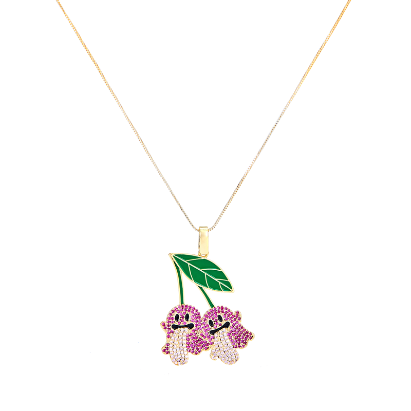 GRAF&WU Necklaces Booghost Trend Pendants Cute Ghost 2.0 Angel Demon Necklace Rhinestone Hand-Inlaid Jewelry Gold-Plated Accessories