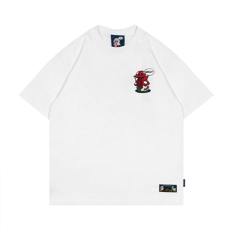 GRAF&WU T-Shirts Cute Nature Shroom Pattern Short Sleeve Fashionable 12 Mushroom Boo Ghost Design T-Shirts