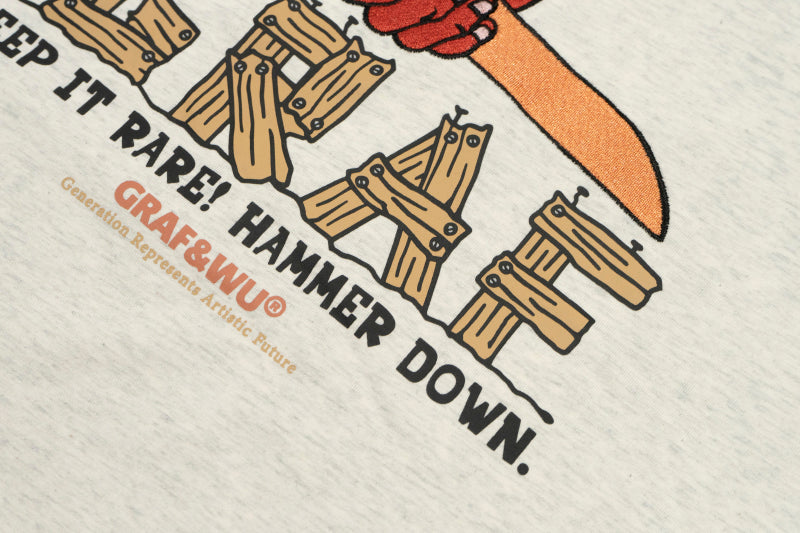 GRAF&WU T-Shirt Hammer Down Pattern Design T-Shirts Men Casual Summer Short Sleeve Cotton T-Shirts