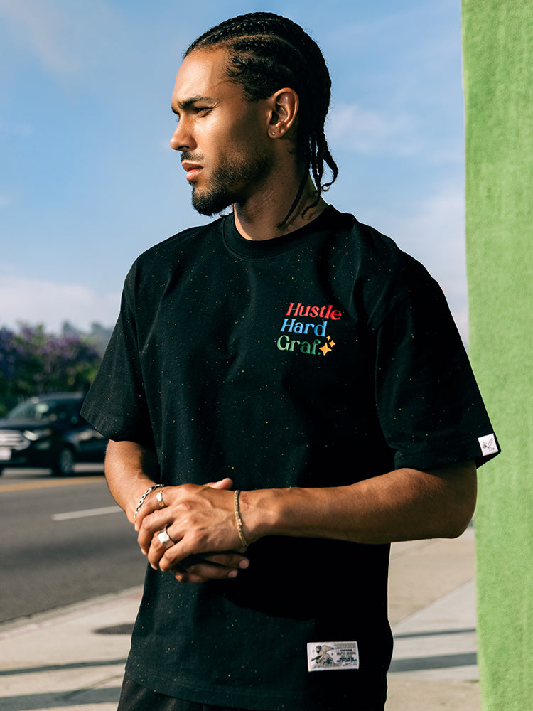 GRAFWU Colorful Dots Hustle Hard T-shirts