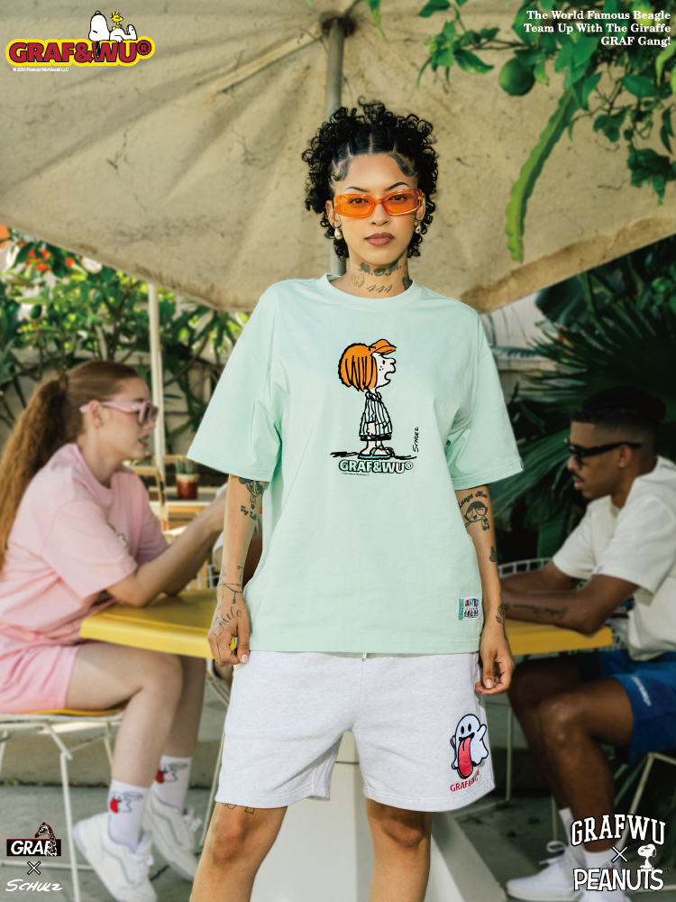 GRAF x PEANUTS Collab Charlie Brown Cartoon Print T-Shirt