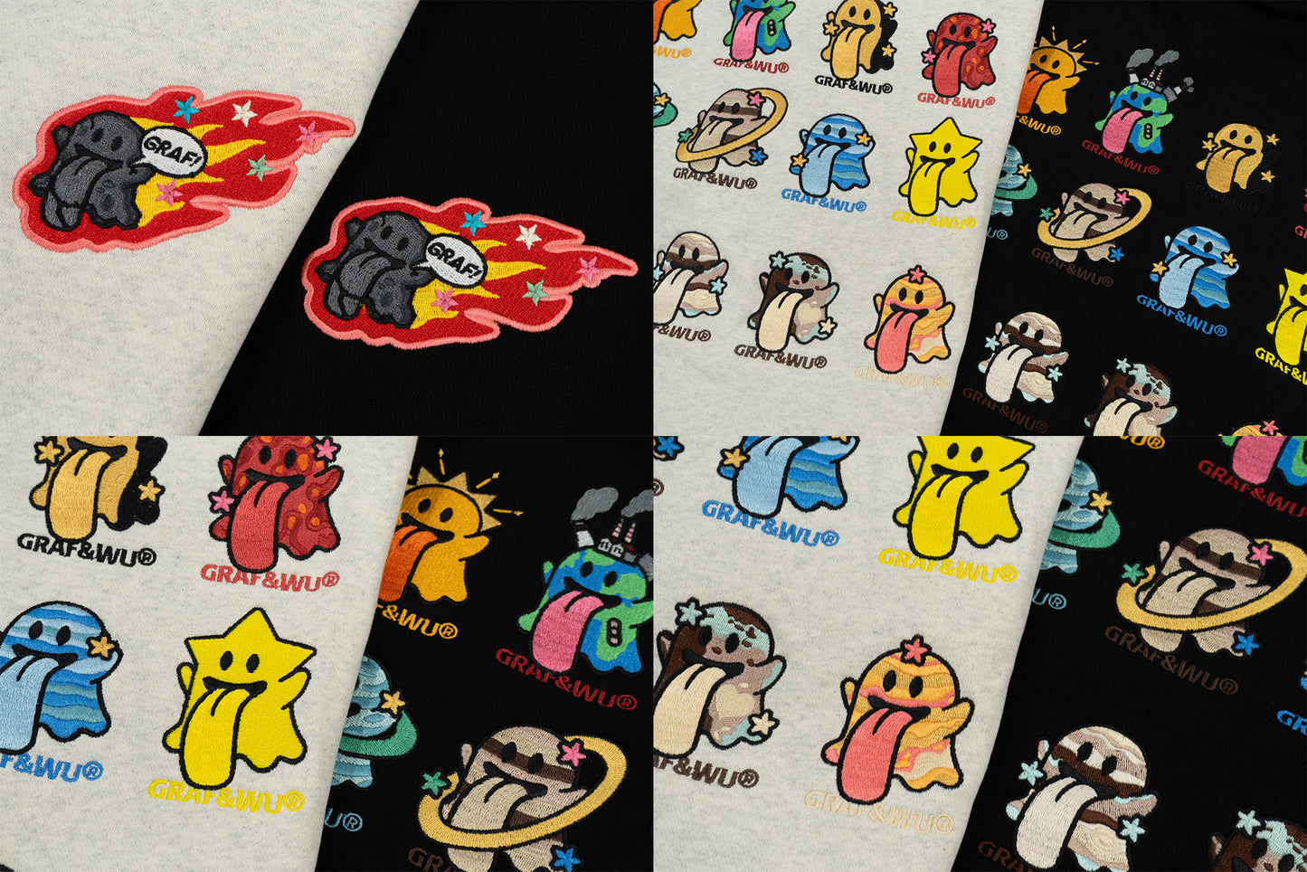 GRAF&WU Solar System 12 Planets Cute Ghost Character Hoodie