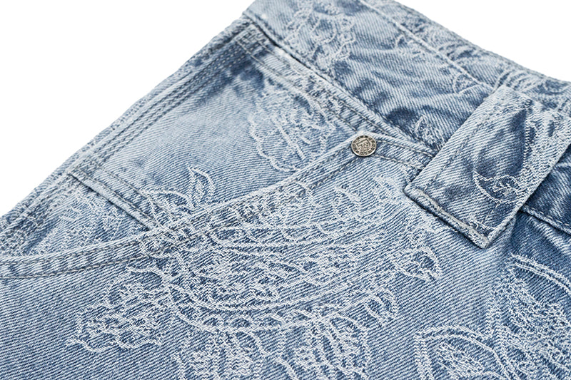 GRAFWU Jacquard Denim Embroidery Shorts