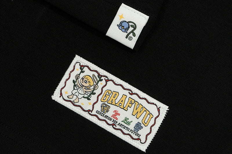 GRAF&WU【A Pearl】T-Shirts Opened Shell Pearl Fashion Short Sleeves Embroidery Pattern Short Sleeve Small Pocket Detail Design Tees Summer T-Shirt