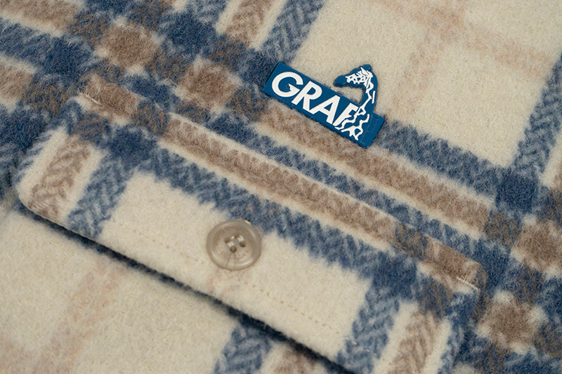 GRAF&WU Metal Deer Logo Woolen Checked Shirt Jacket