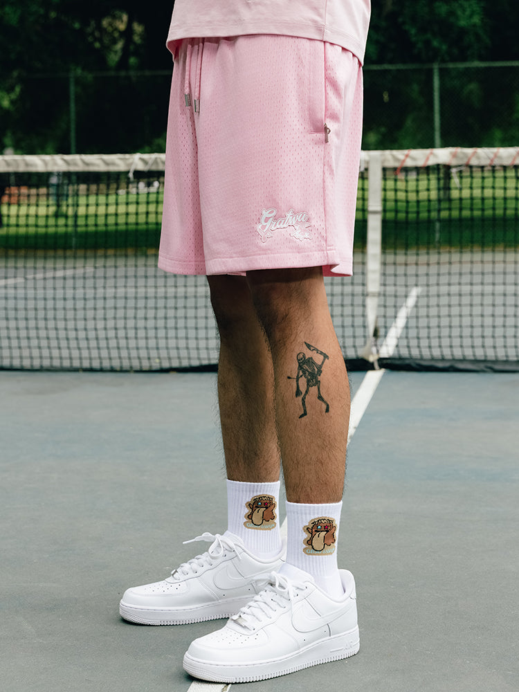 GRAF&WU Shorts Letter AK47 Angel Shorts Double Mesh Comfortable Sports Shorts Men's Casual Shorts