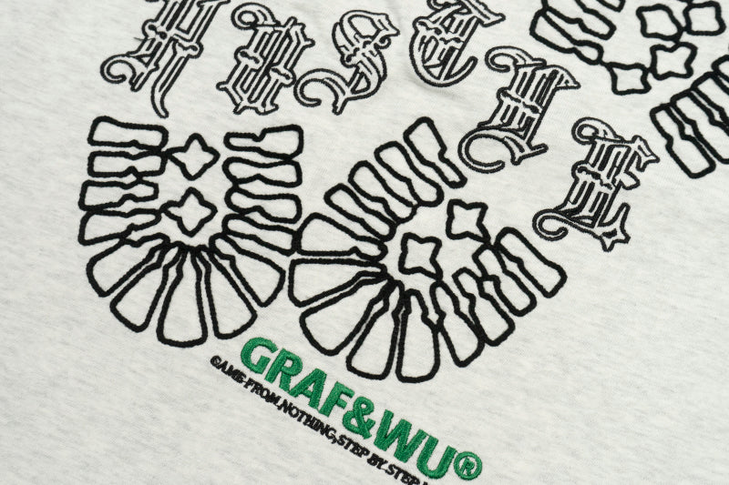 GRAF&WU T-Shirts【24vol.1】One Step At A Time Short Sleeves Hustle Shoe Print Street Short Sleeve Pure Cotton T-Shirt Casual Summer Tees