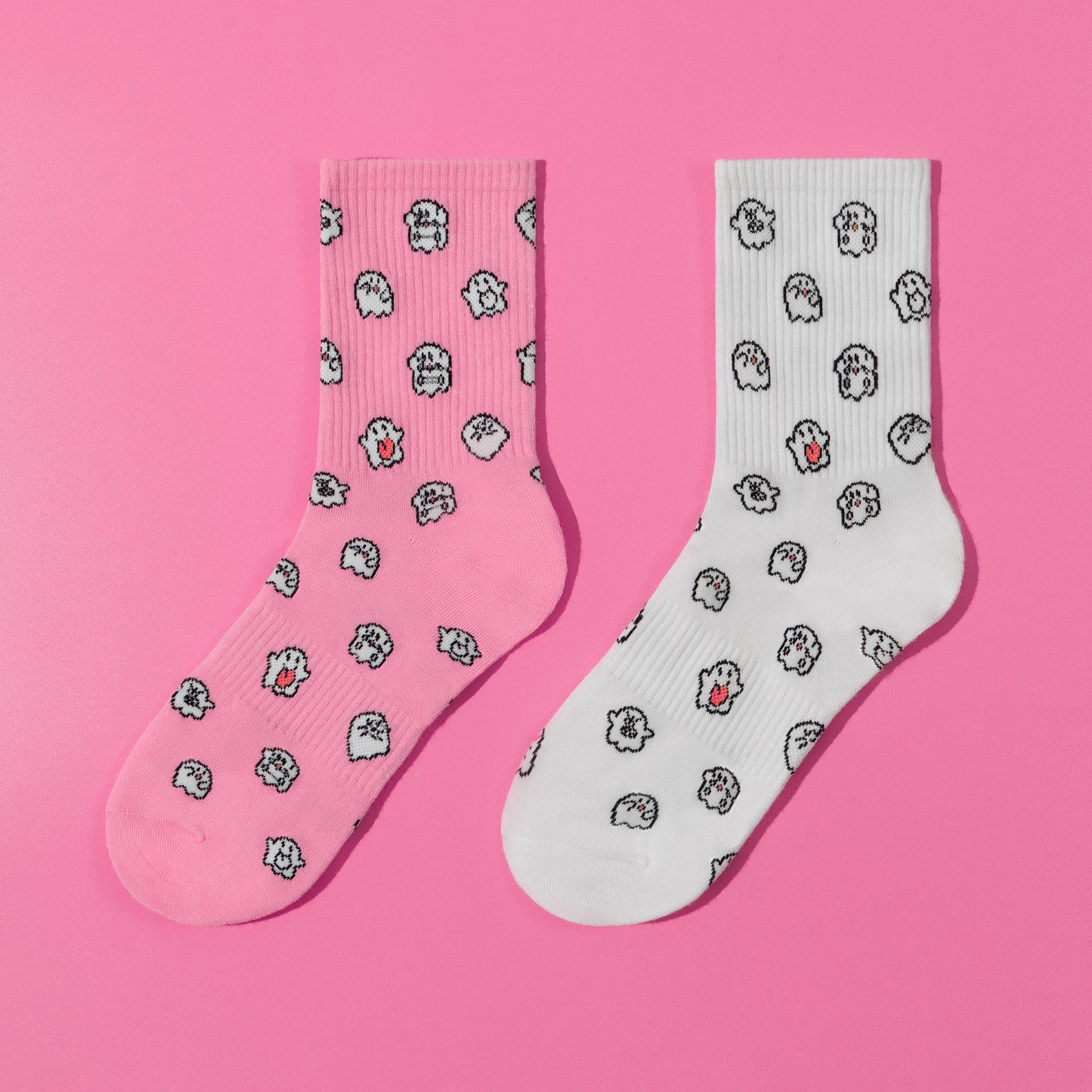 GRAF&WU Mini Cute Ghost Cotton Cozy Thin Mid-calf Knit Socks