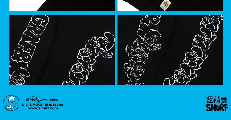 GRAF X SMURF Character Jenga Style Printed Cotton Long Sleeve Shirt