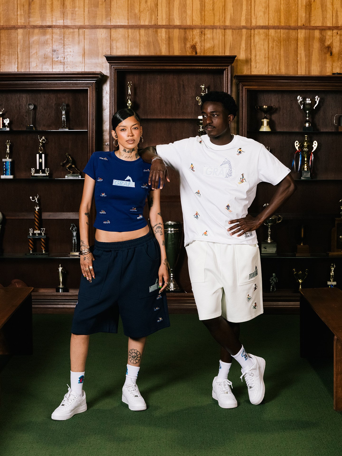GRAF&WU Mini Athletic Giraffe Embroidered Shorts
