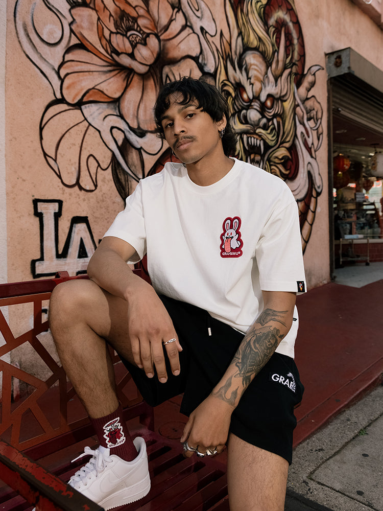 GRAF&WU T-Shirts 12 Zodiac Tiger Sheep Cow Pig Cute Ghost Short-Sleeved Embroidered Cotton T-Shirt