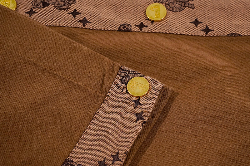 GRAF&WU Casual Fashion Canvas Cargo Side Button Pants