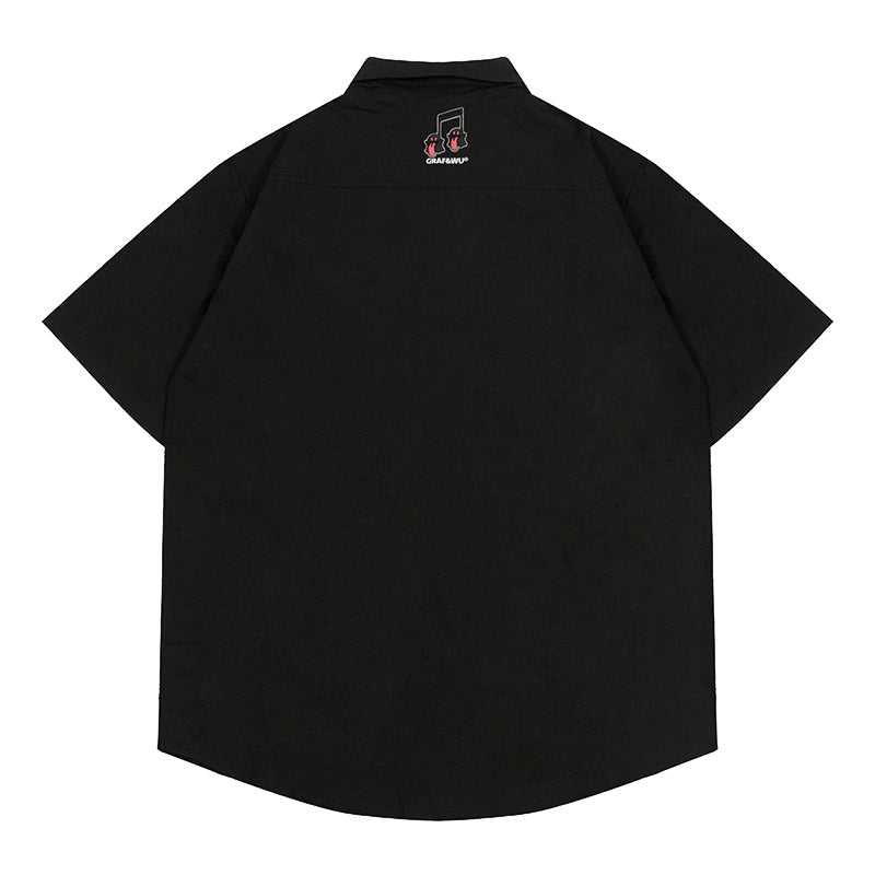 GRAF&WU Music Note Cute Ghost Cuban Shirt