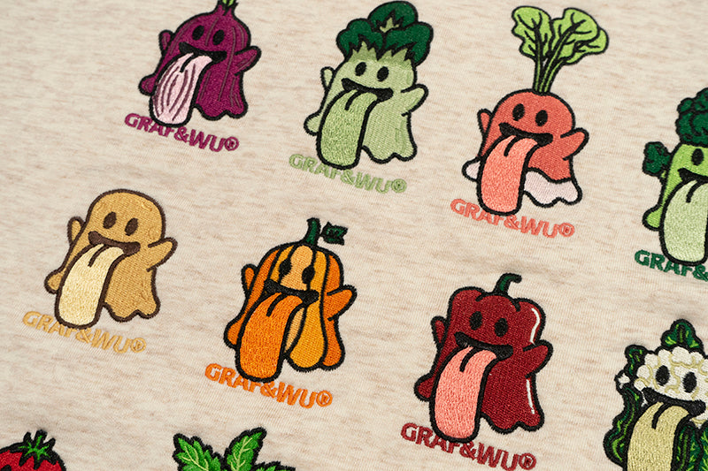 GRAF&WU Original 12 Cute Vegetable Ghost Embroidered Hoodies