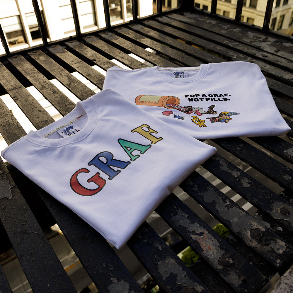 GRAFWU Less Medicine Healthy Embroidery T-Shirts