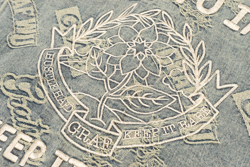 GRAFWU Jacquard Craft Pattern Design Denim Sleeveless