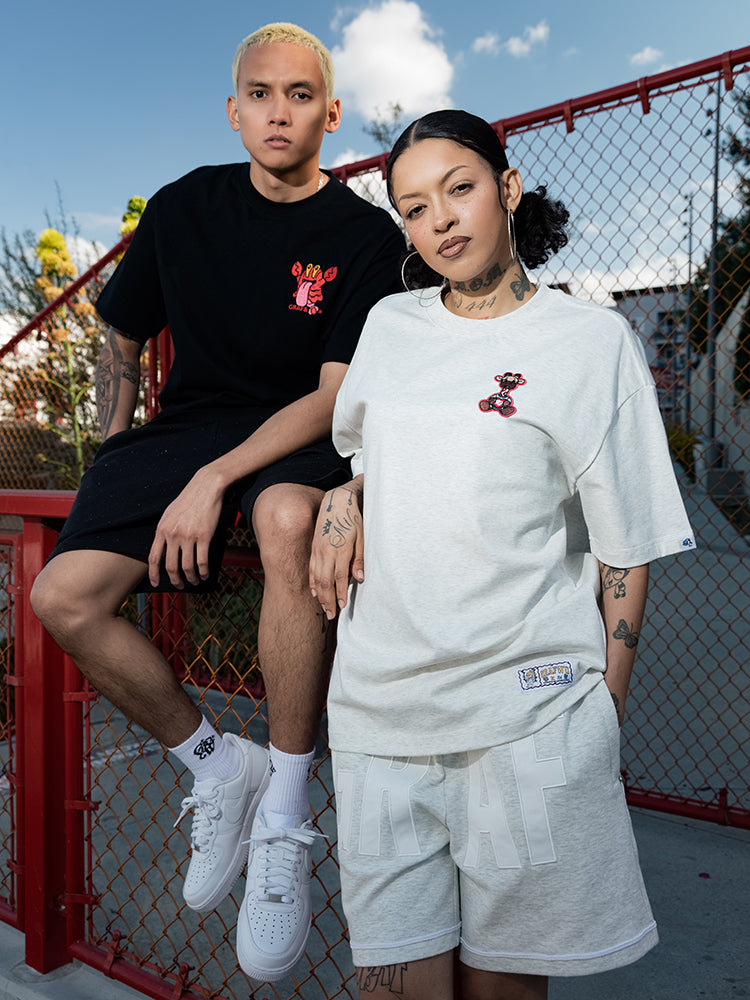 GRAF&WU T-Shirts Crayfish Cute Ghost Short Sleeves Loose Street Fashion Short Sleeve Men Women Cotton Shirts Casual T-Shirt