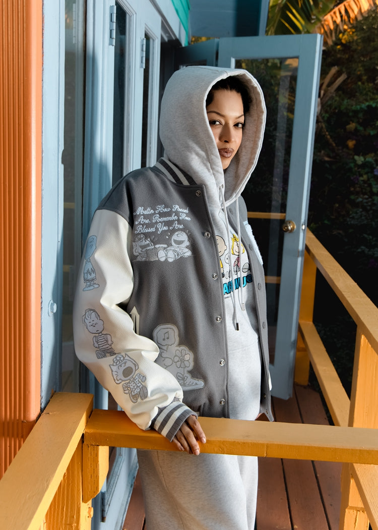GRAF X PEANUTS All Characters Embroidered Baseball Jacket