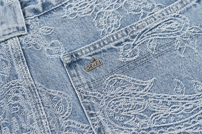 GRAFWU Jacquard Denim Embroidery Shorts