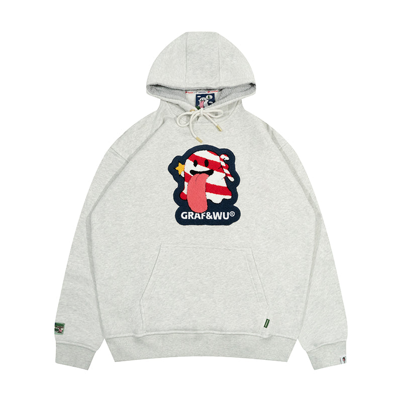 GRAF&WU Christmas Special Cute Ghost Mistletoe Holly Fleece Hoodie