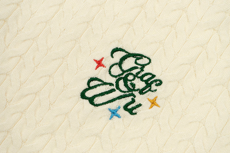 GRAF&WU Letter Embroidery Luxury Knit T-Shirt