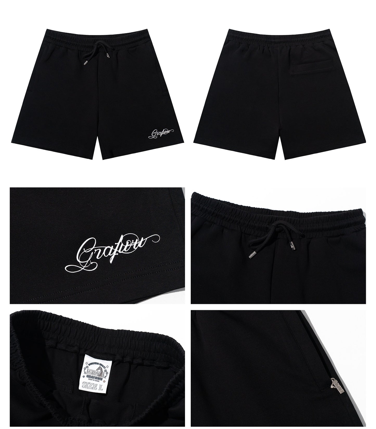 GRAF&WU Letter Print Quick-Drying Cooling Cotton Comfort Shorts