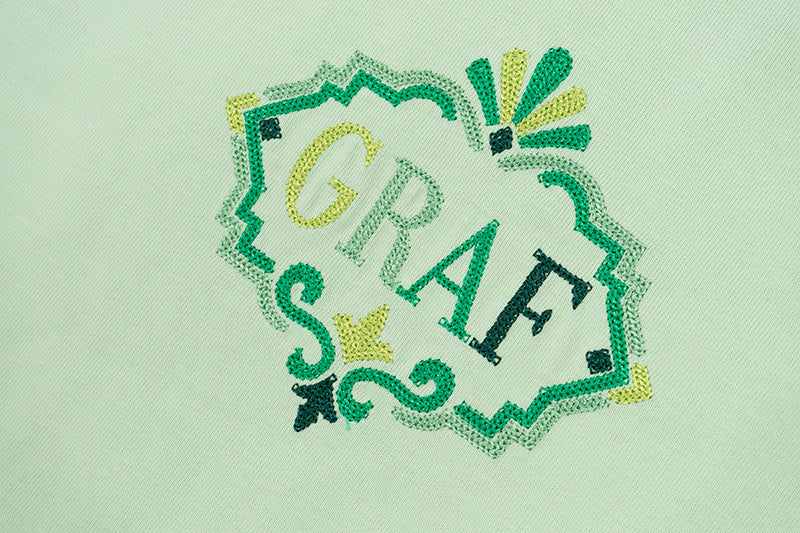 GRAF&WU Coil Retro Embroidery Nepalese Decorative Style Logo T-Shirts