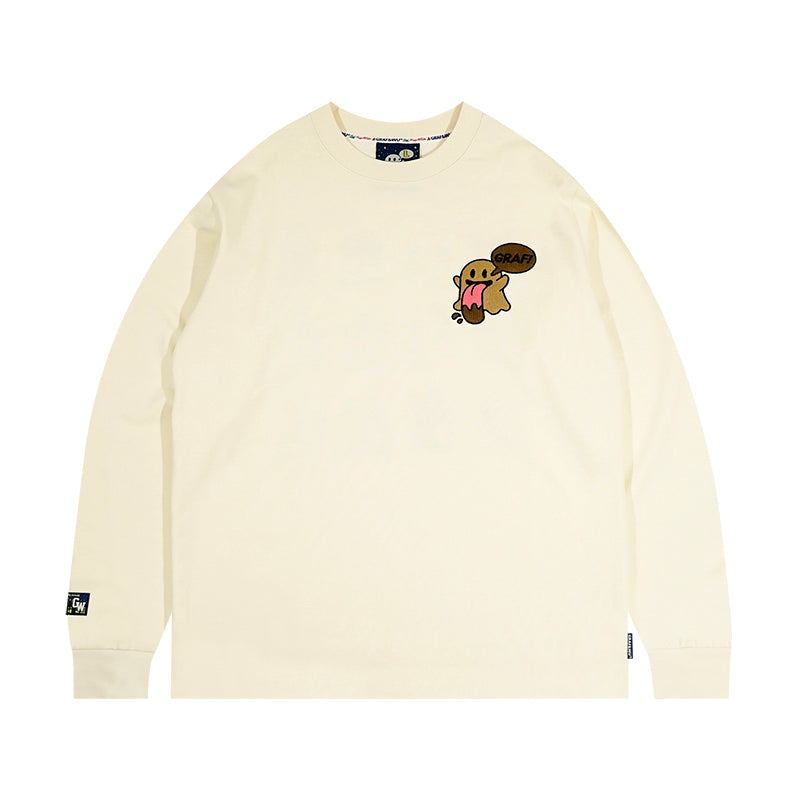 GRAF&WU BooGhost12Cute Ghosts 2.0 Embroidered Loose-Fit Casual Streetwear Multi-Color Long Sleeve T-Shirt