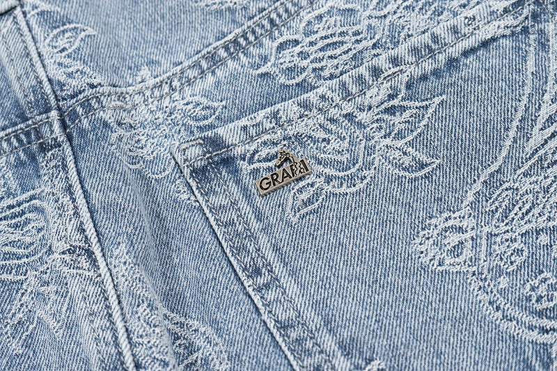 GRAFWU Jacquard Denim Mini Skirt