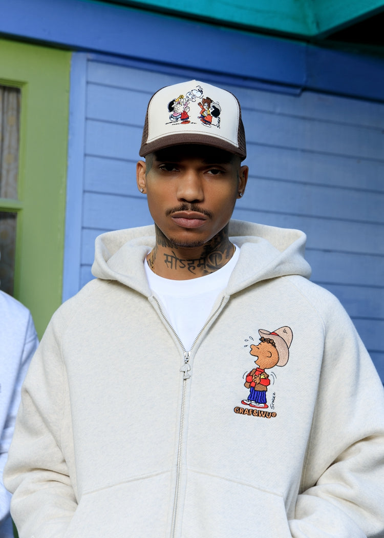 Graf X Peanuts Collaboration Charlie Brown Character Embroidery Baseball Caps