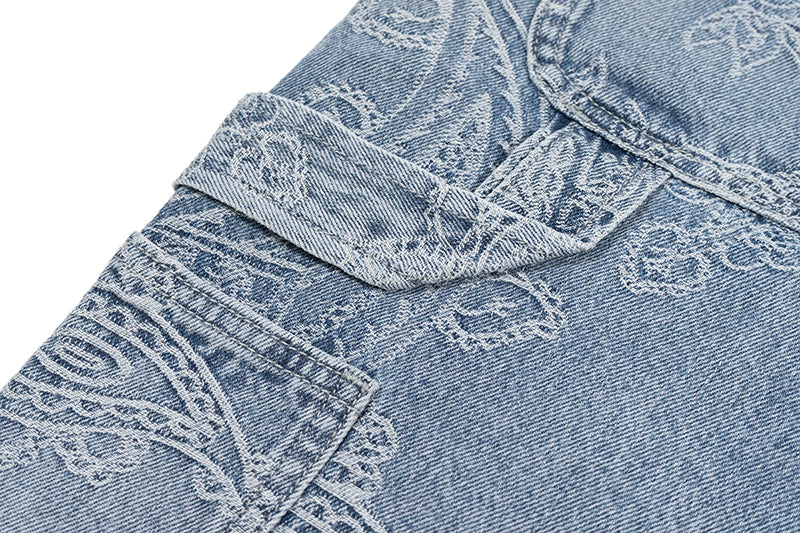 GRAFWU Jacquard Denim Embroidery Shorts