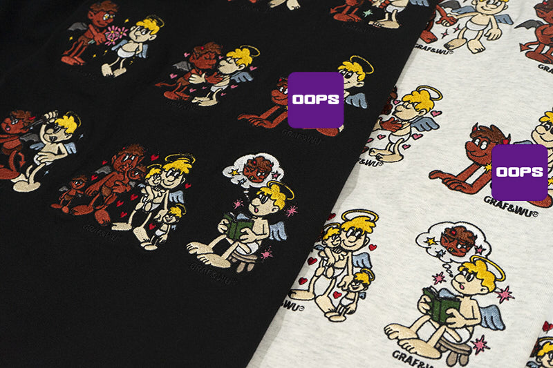 GRAFWU 9 Relationships Angel Devil Embroidery T-Shirts
