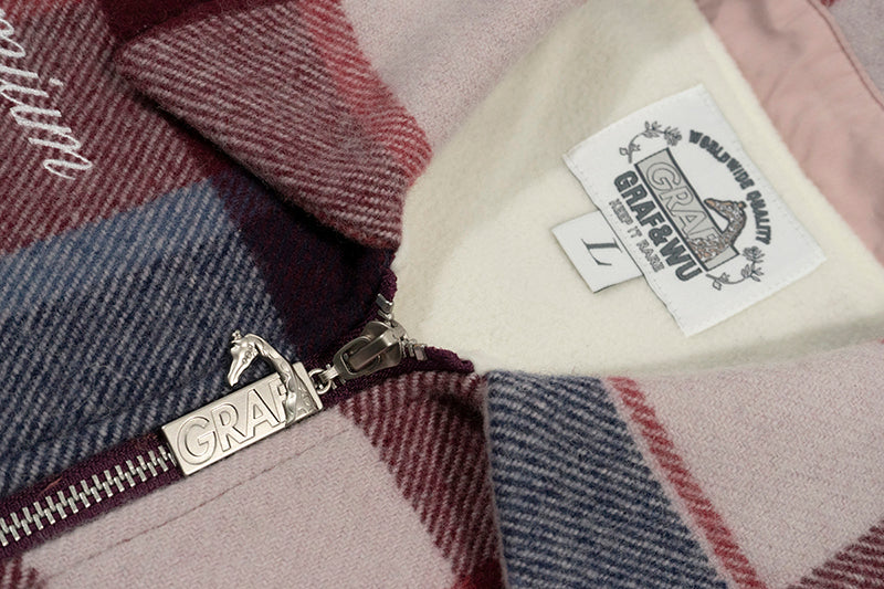 GRAF&WU Metal Deer Logo Woolen Checked Shirt Jacket