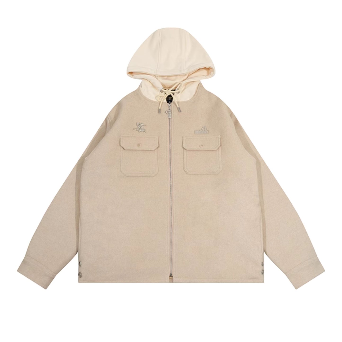 GRAF&WU Solid Wool Hooded Thickened Jacket