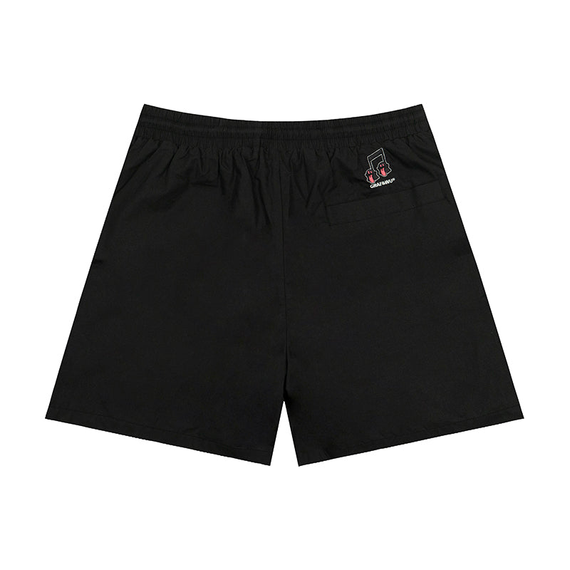 GRAF&WU Music Note Cute Ghost Embroidery Sports Shorts