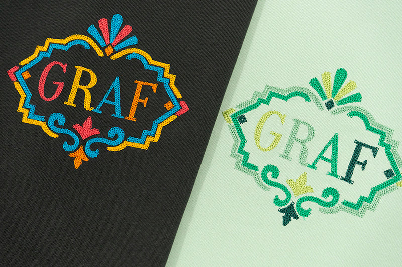 GRAF&WU Coil Retro Embroidery Nepalese Decorative Style Logo T-Shirts