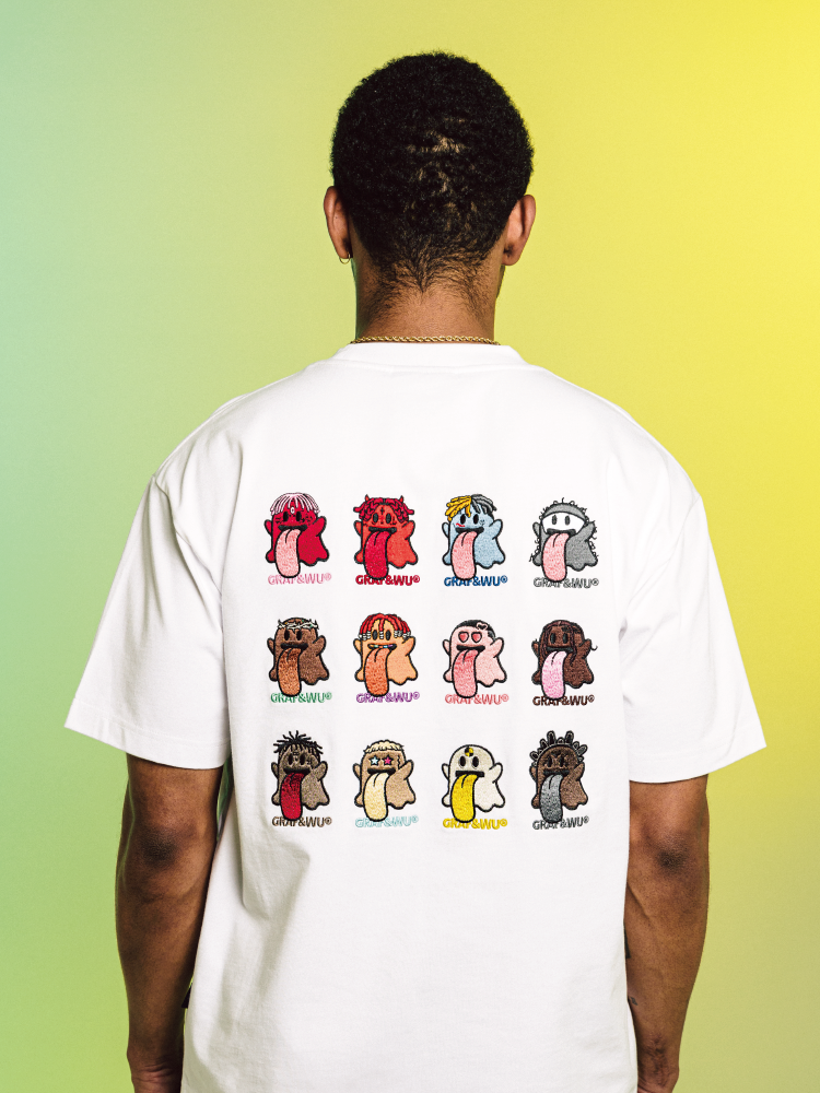 GRAF&WU T-Shirts Rapper Boo Ghost Short-Sleeved 12 Cute Ghosts 2.0 Embroidered Short Sleeve Men Cotton T-Shirt