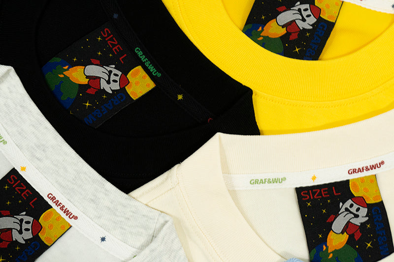 GRAF&WU 【Summer Special】T-shirts12 Ice Cream Cute Ghost Short Sleeves Embroidered Short Sleeve Men Women Cotton Casual T-shirt