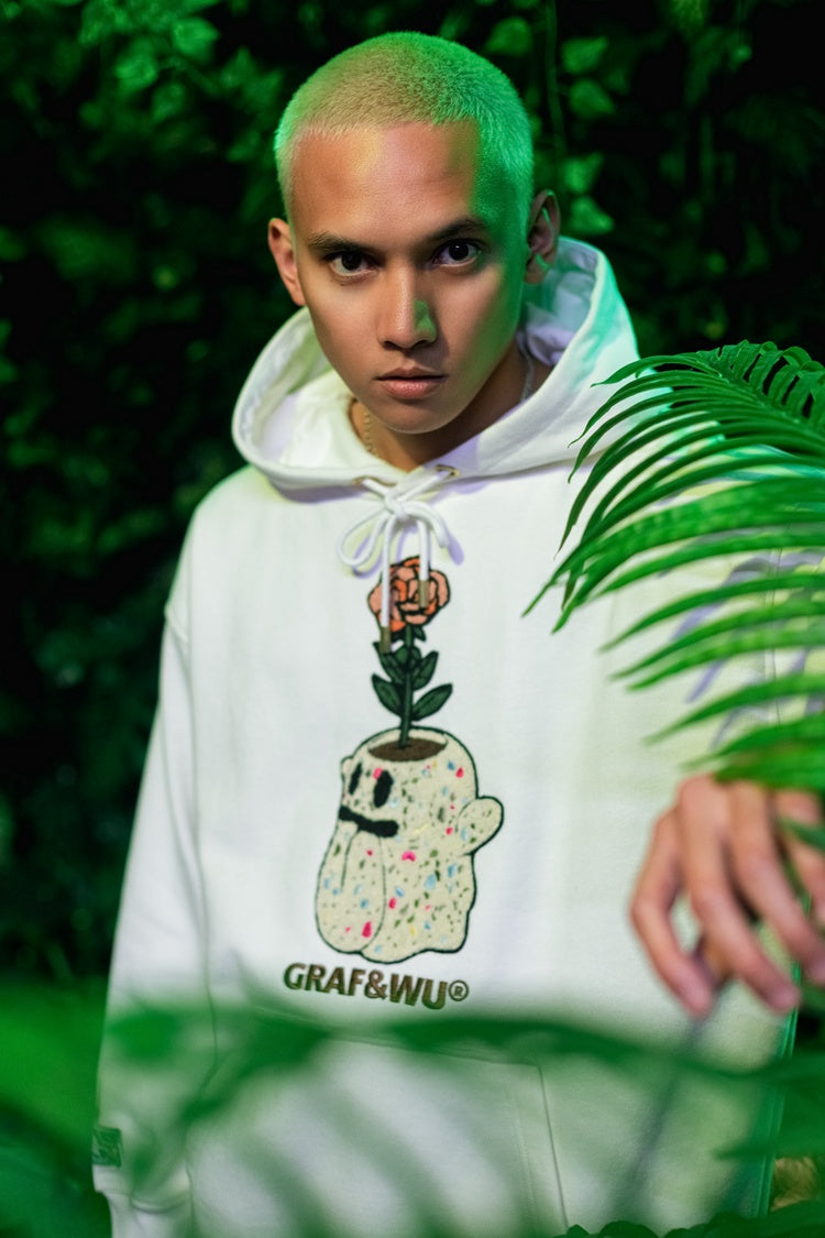 GRAF&WU FlowerShop BooGhost Cute Ghost 2.0 Floral Terry Hoodie